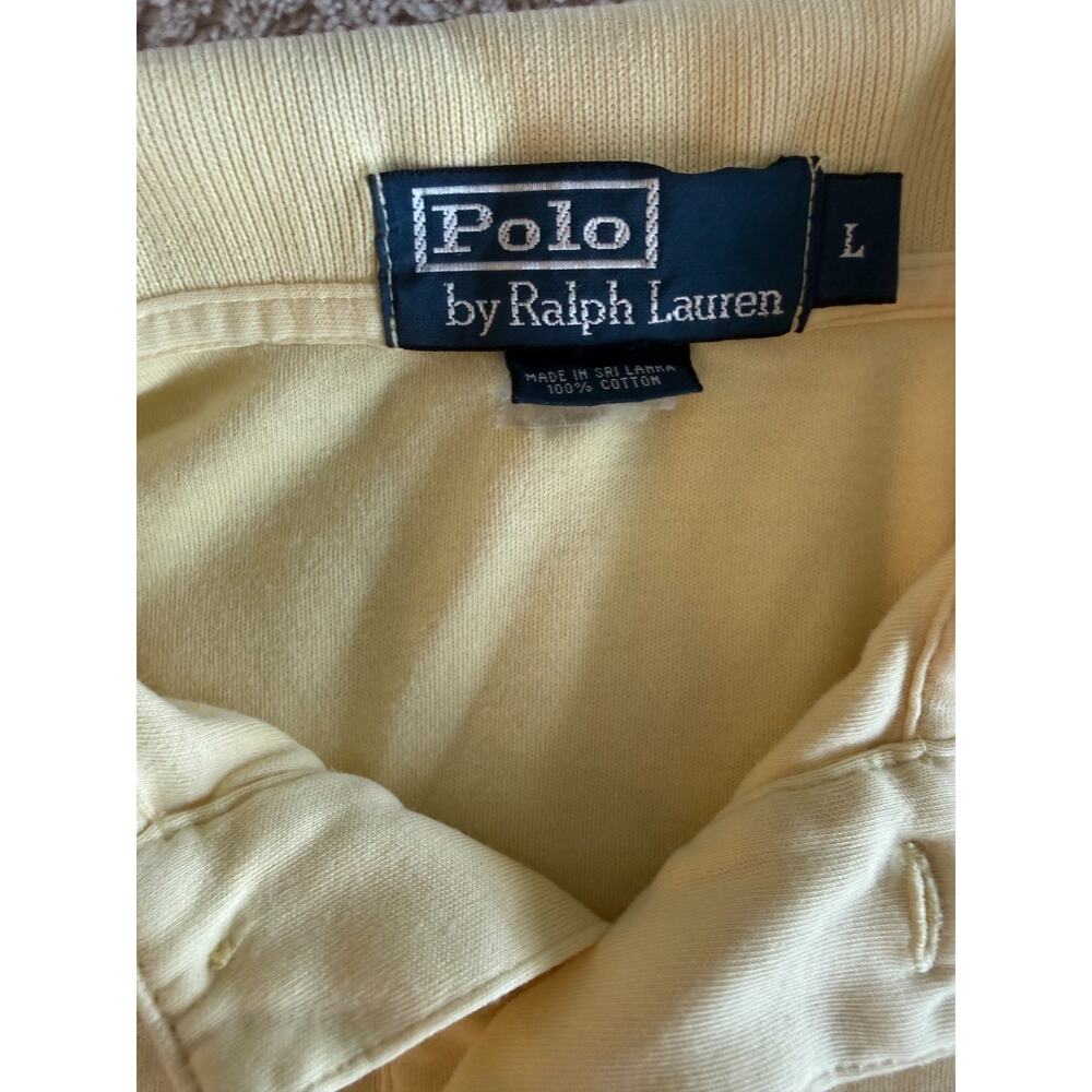 Polo Ralph Lauren Yellow Polo Shirt Mens Large Cotton Mesh Pony Logo Classic Fit - Picture 4 of 11